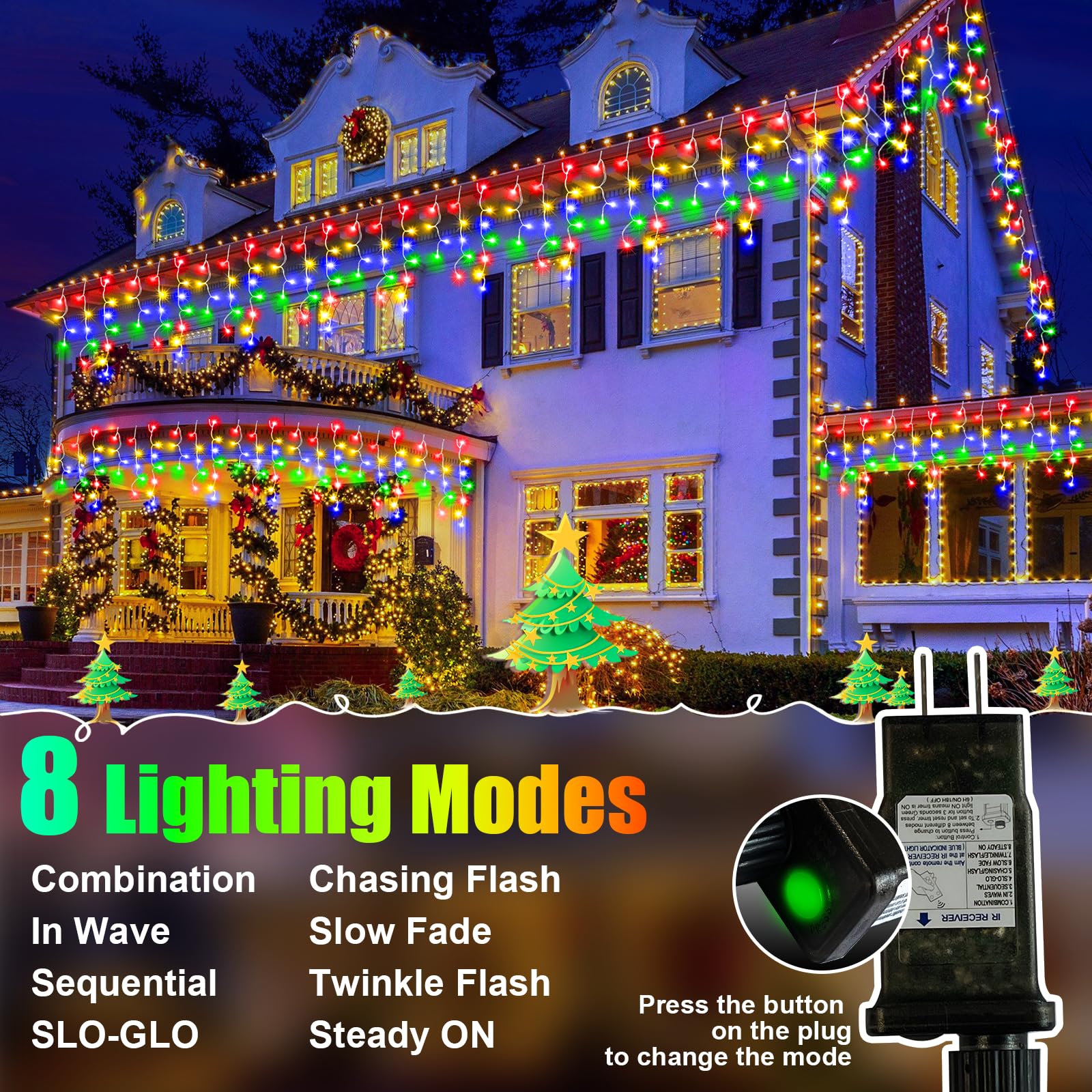 49FT 450LED F8 Upgraded Christmas Lights Decorations - 8